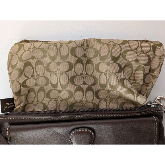 Coach Leather Wristlet Corner Zip Handbag English Saddle Brown Front Pocket - Picture 8 of 13